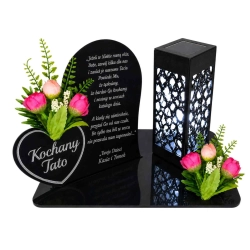 Podstawka-pod-znicz-Kochany-Tato-statuetka-serce-XXL-30cm-plus-lampion-solarny-na-Dzien- Ojca-kwiaty-rozowo-lososiowe-2